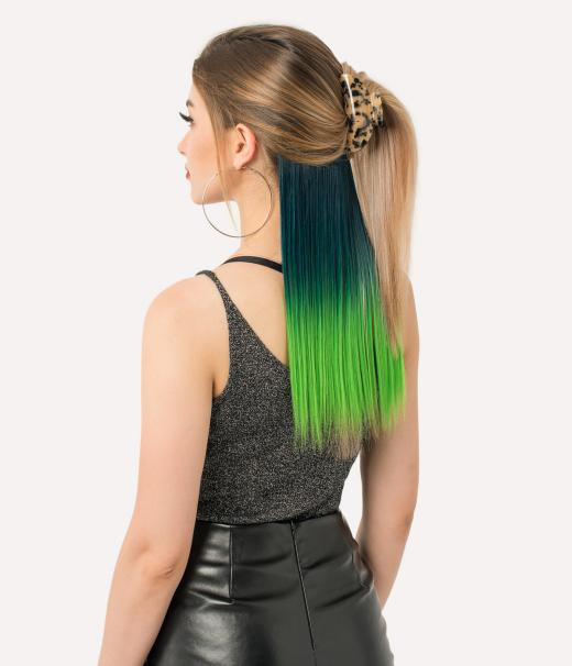 Lime Green hair extensions